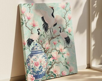 Chinoiserie Cranes Poster & Canvas | Magnolia Botanical Wall Art GW0WSJ