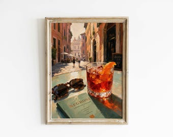 Negroni Cocktail Poster & Canvas | Impressionist Bar Wall Art QUG4MY