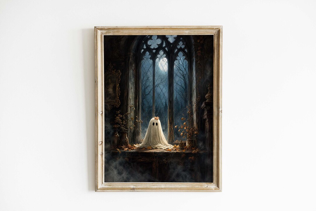 Vintage Sheet Ghost Poster & Canvas | Gothic Halloween Wall Art KLWIZ3 ...