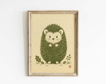 Vintage Hedgehog Poster & Canvas | Woodland Nursery Wall Art 131OG8