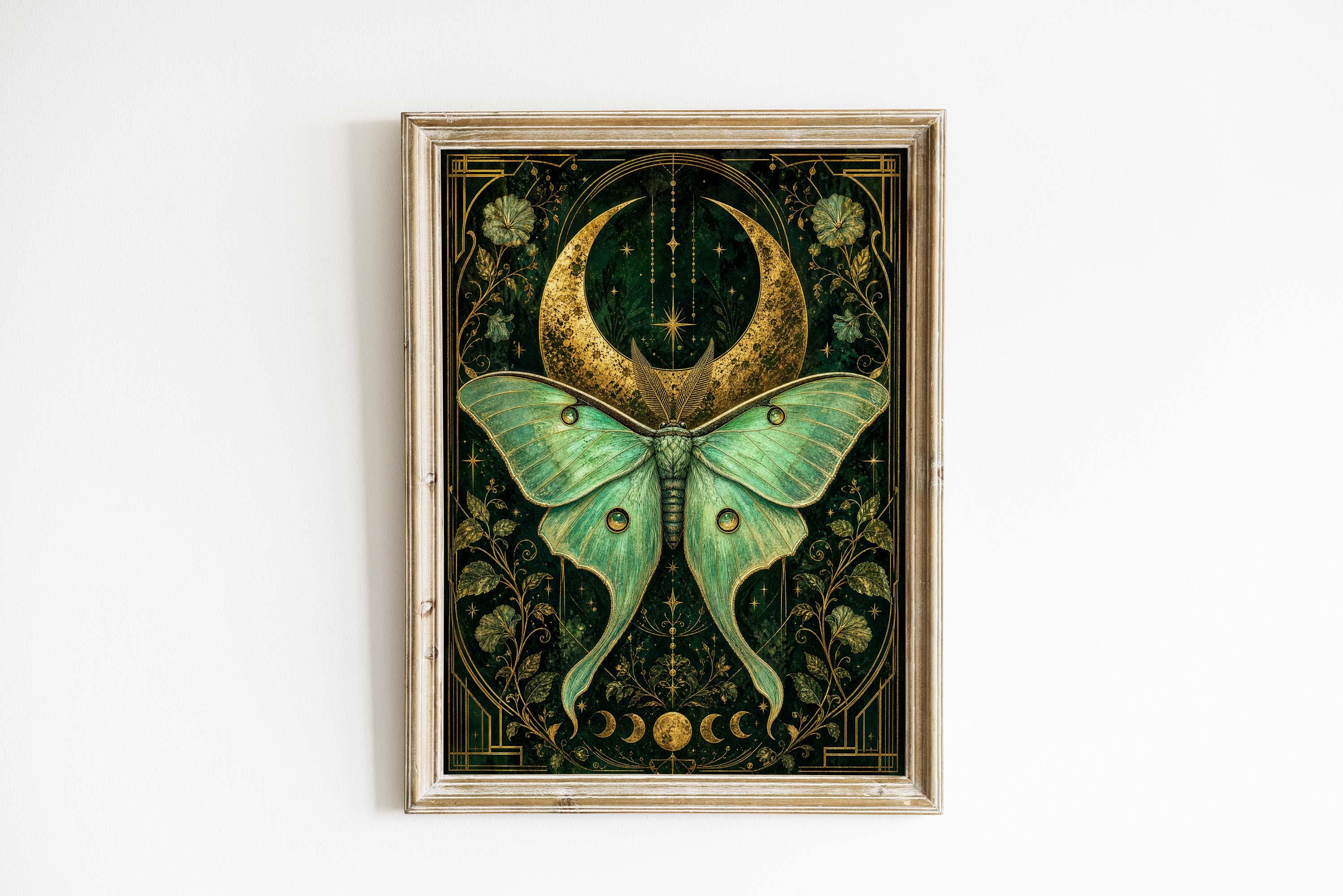 Art Deco Luna Moth Poster & Canvas | Witchy Celestial Wall Art ZPCRU7 ...