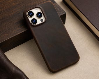 Luxury MagSafe Leather Case, Full Grain Cowhide Cover for iPhone-17 Air & 16/15 Series