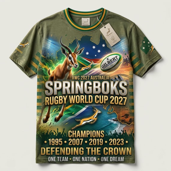 ラグビーワールドカップ2027スプリングボクスTシャツ、PNG