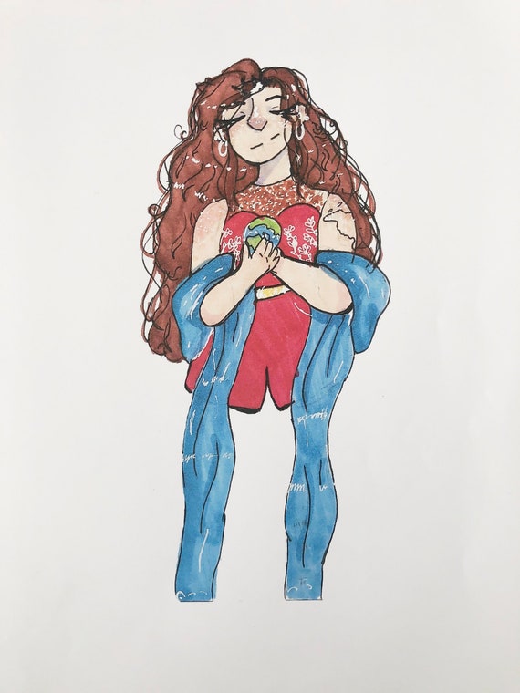 Mother Earth Drawing Printed Art Collectible Art Etsy