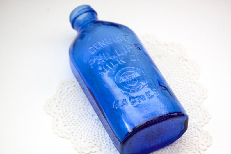 Vintage Milk of Magnesia Large Glass Bottle Cobalt Blue - Etsy