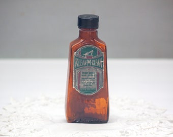 Vintage Klean-M-Klean Amber Bottle Edison Brothers Stores Bright Green Suede Dressing
