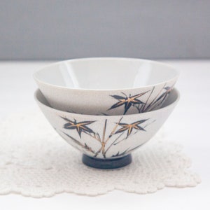 Asian Rice Bowls, Oriental Soup Salad Bowl Black and Gold Bamboo With Textured Background