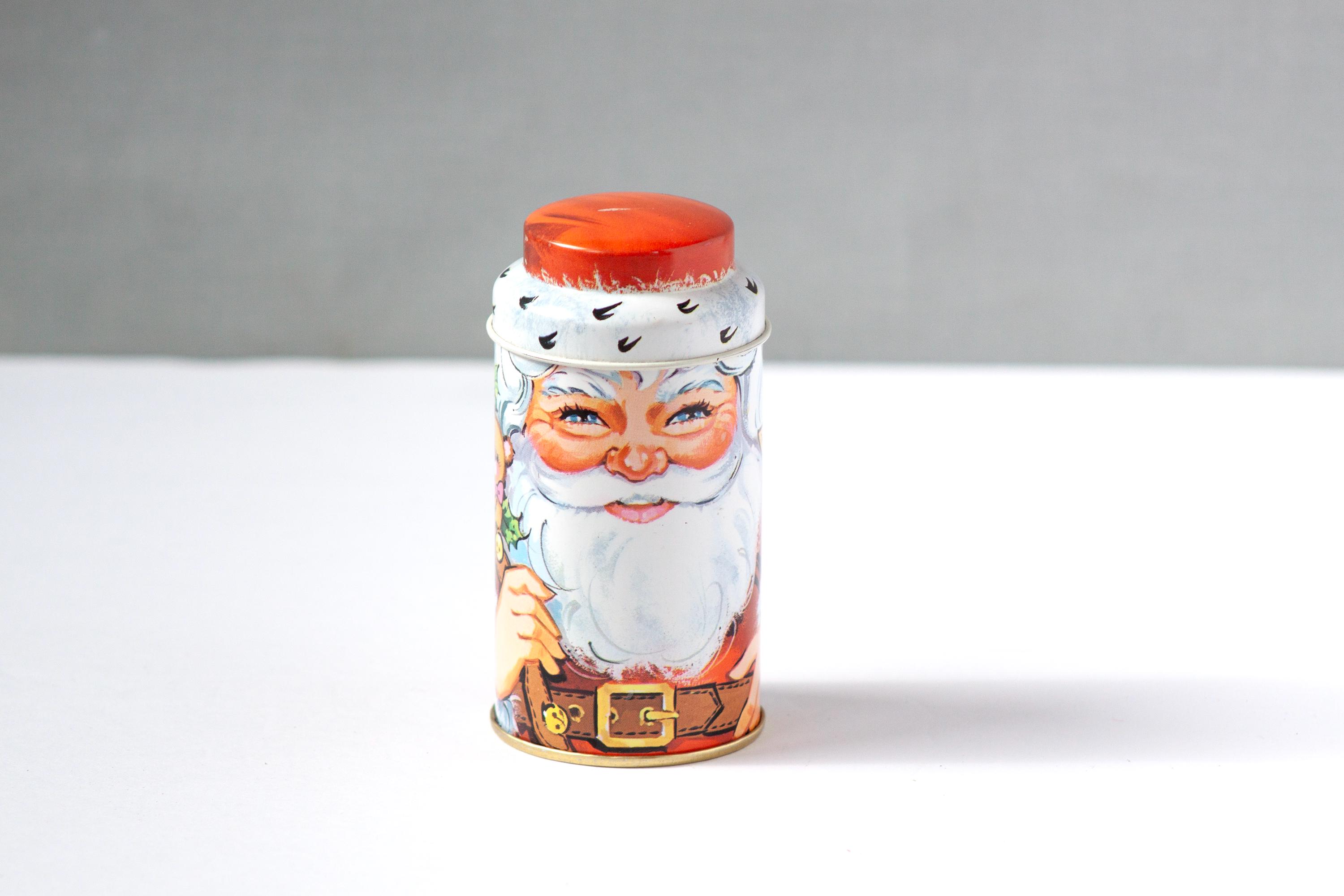 Lata pequeña de Papá Noel vintage Daher The Tin Box Lata con figuras
