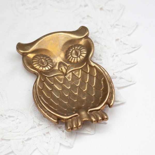 Brass Owl Trinket Dish or Ring Dish