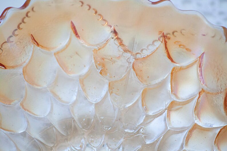 Marigold Carnival Glass Fishscale and Beads