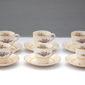 Vintage Rörstrand Sweden Tea Cup or Demitasse Cup, Small Cup with Saucer Set of 6