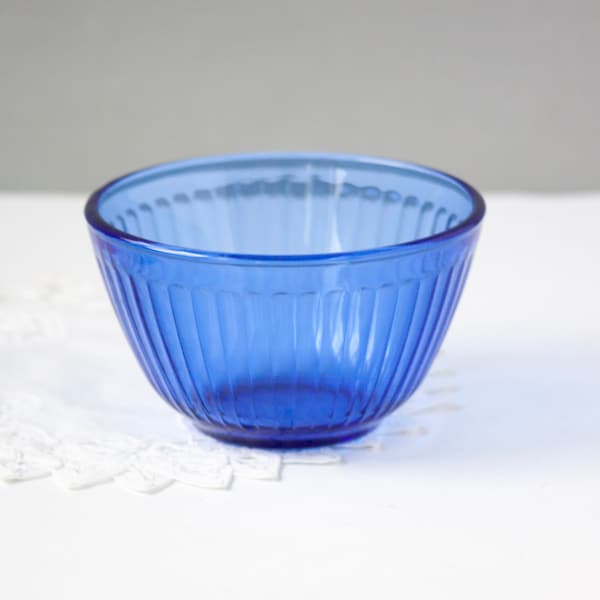 Vintage Pyrex Cobalt Blue 3-Cup Ribbed Glass Mixing Bowl 750 ml