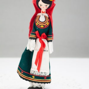 Vintage Folk Art Wooden Souvenir Doll in Costume