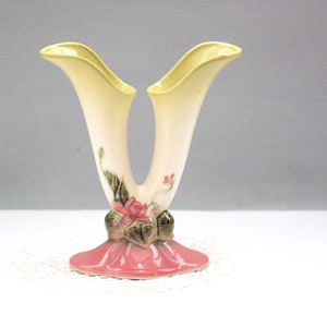 Vintage Hull Pottery Woodland Double Vase | Cornucopia W15 8 1/2&quot;