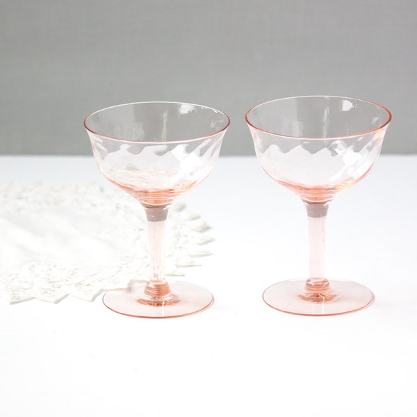Blush Pink Glass Champagne Glass Swirl- Set of 2