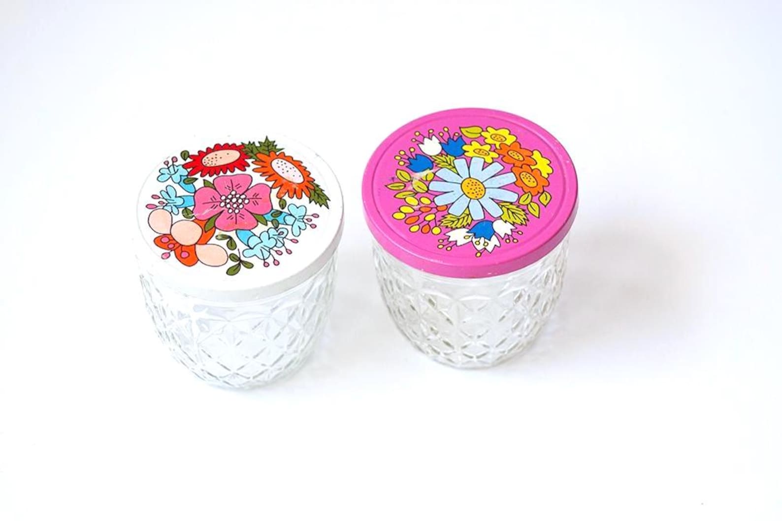 Vintage Ball Quilted Crystal Jelly Jars