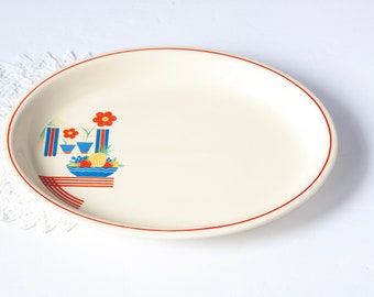 Vintage Homer Laughlin Kitchen Kraft Kitchen Bouquet Pattern Oval Platter Mid Century Tray Flower Pot with Fruit Bowl