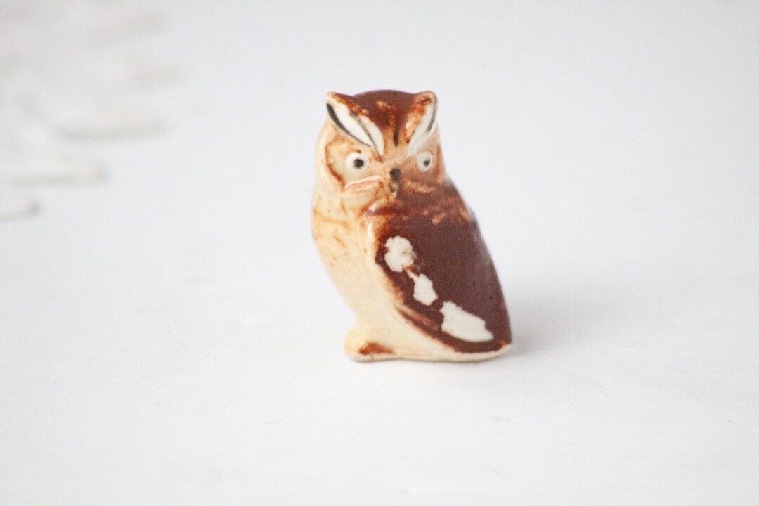 Vintage Mini Owl Figurine Miniature Figurine Etsy