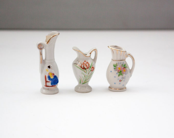 Mini White Pitchers, Three Assorted Miniatures Made in Japan - Etsy