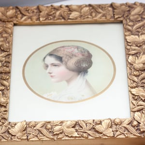 Vintage Framed Print Crane 1913 - Ornate Heavy Wood Sculpted 3D Frame