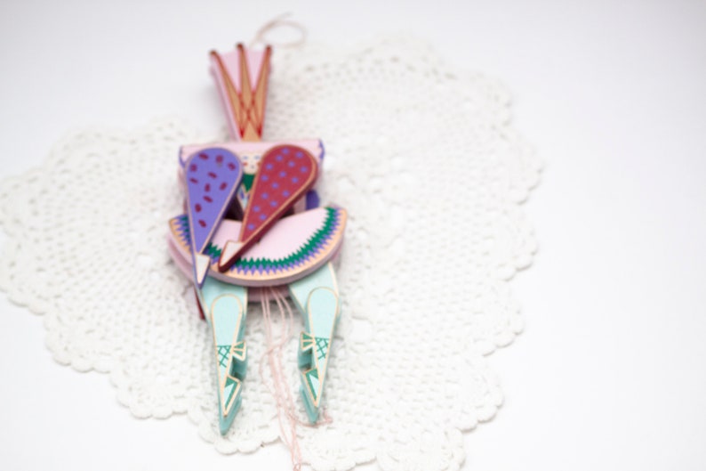 Dancing Ballerina or Queen Hampelmann Jumping or Dancing Hanging Ornament Vintage Wood Boho Christmas Ornament