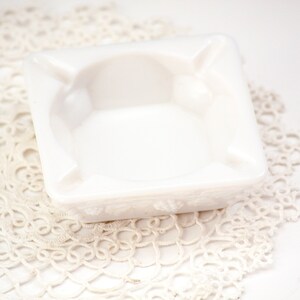 Vintage Milk Glass Ashtray with Grapevine Pattern