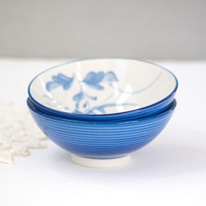Asian Rice Bowls, Oriental Soup Salad Bowl Blue Stripe