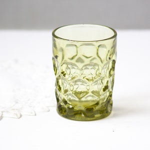 Vintage Green GlassThumbprint or Honeycomb 3 3/4” Tumbler