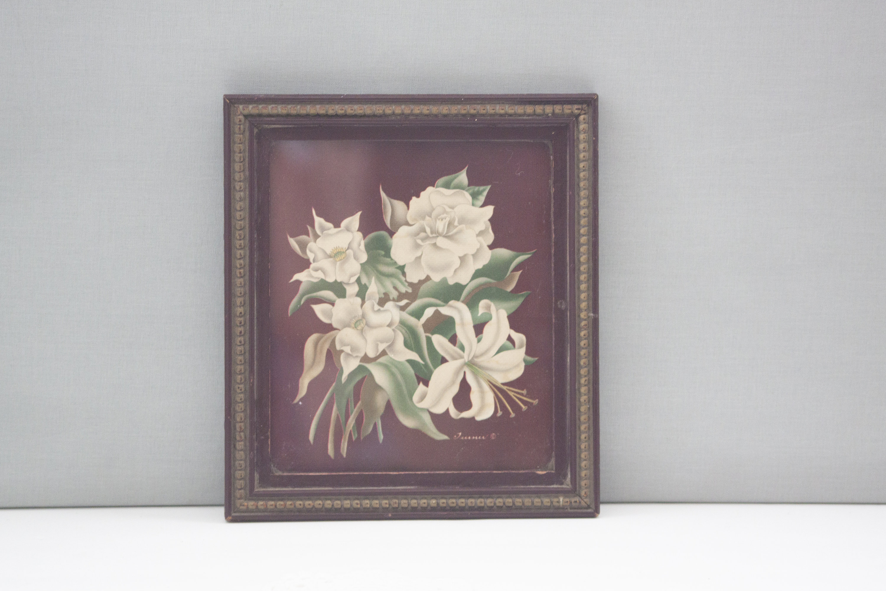 Vintage Turner Floral Print Framed 7.5 x 8.5 Etsy