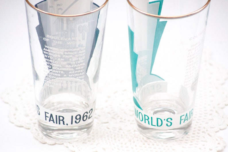 Mid Century Souvenir Glasses Worlds Fair 1962 Boulevards of Etsy