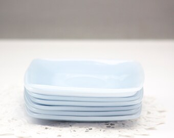 Seven Blue Azurite Square Saucers