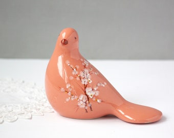 Bird Figurine Pink Hand Mde Flavia Italy