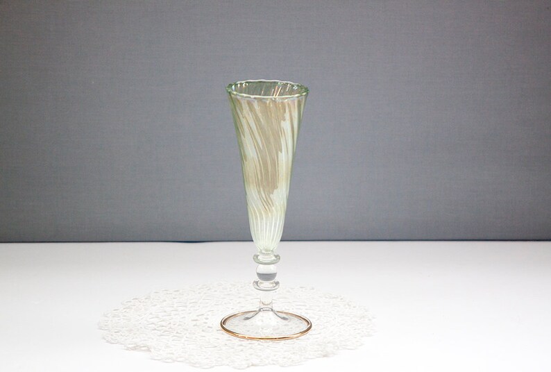 Green Swirl Champagne Flute Stemware Liquor Glass Or Vase Etsy