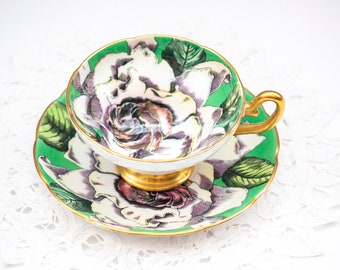 Vintage Tea Cup and Saucer | Taylor Kent Langton England | Floating Cabbage Rose