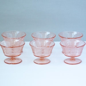 Vintage Champagne Tall Sherbet Cups Normandie Pink by Federal Glass - Set of 6