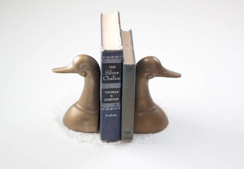 Vintage Brass Bookends Duck Bookends Weighted Bookends Etsy