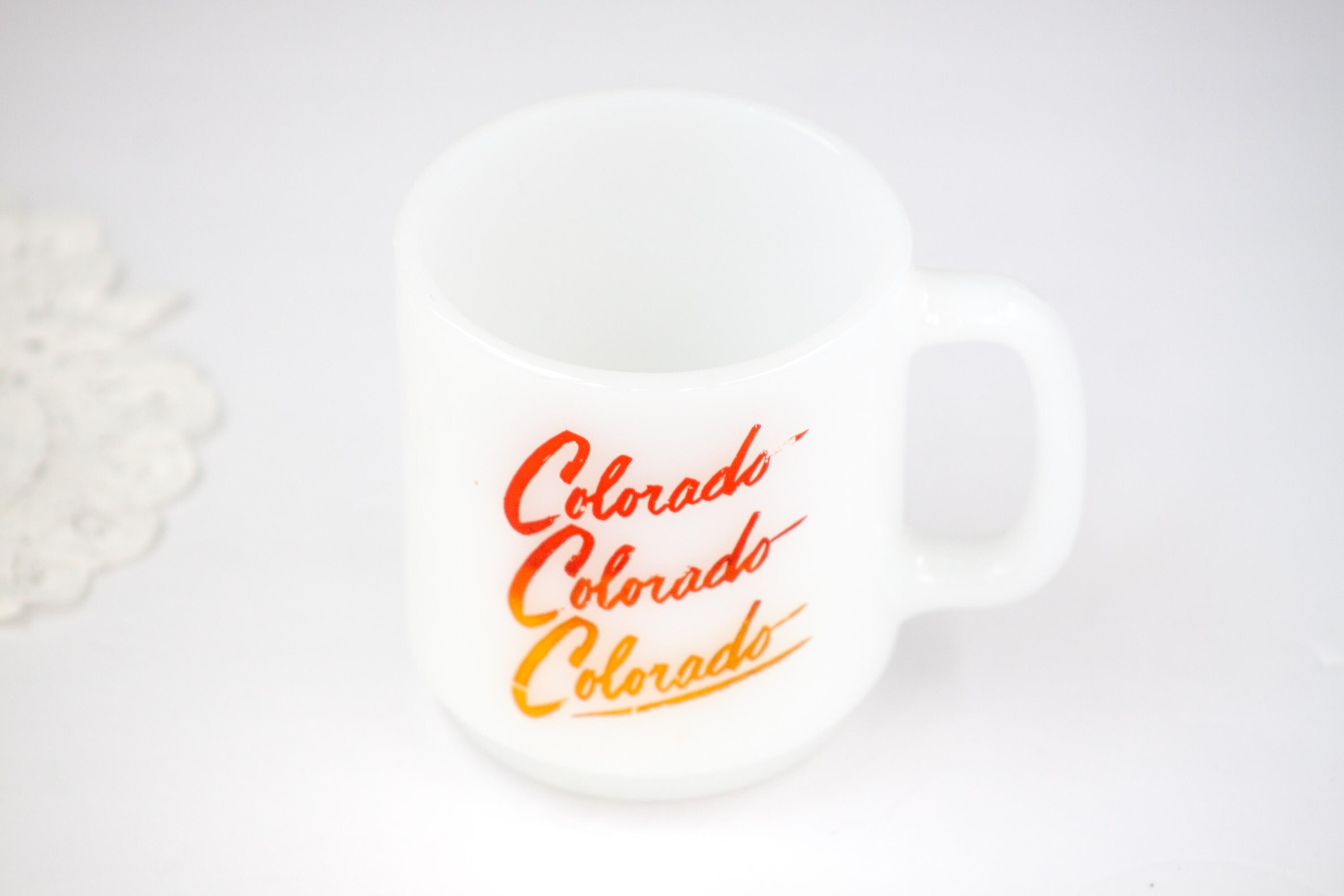 Vintage Colorado Milk Glass Mug | 70s Retro Souvenir - Etsy