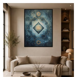 Mandala celeste stampabile, geometria a stella dorata (download digitale)