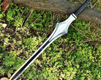 Hand Forged Fantasy Power Sword, Carbon Steel Display Blade, Medieval Cosplay Sword, Wall Mount Decor, Collector Gift for Him