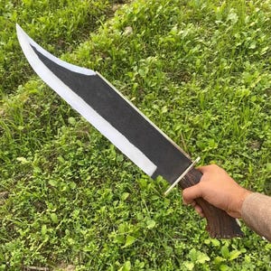 Handmade Carbon Steel Bowie Knife: Stag Horn Handle Fixed Blade Knife with Leather Sheath