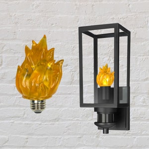 Flame bulb, non-flickering 3D Resin Fire, LED Light bulb, Dimmable, 40W replacement, 300 lumens, warm Amber, suitable for damp locations