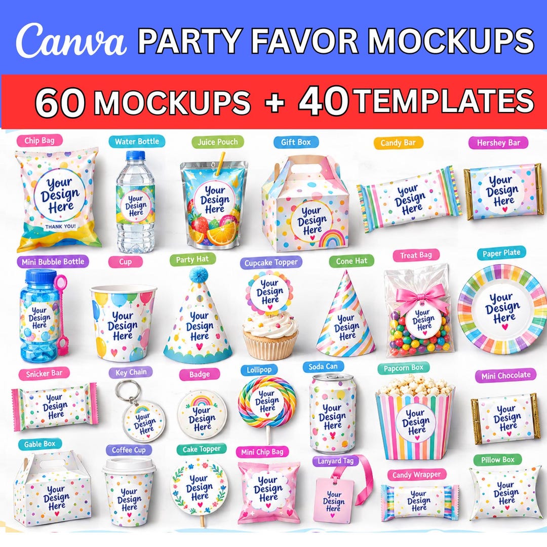 Property Label Sample Editable Party Favor Mockup Bundle | Canva Template | Chocolate Bar ...