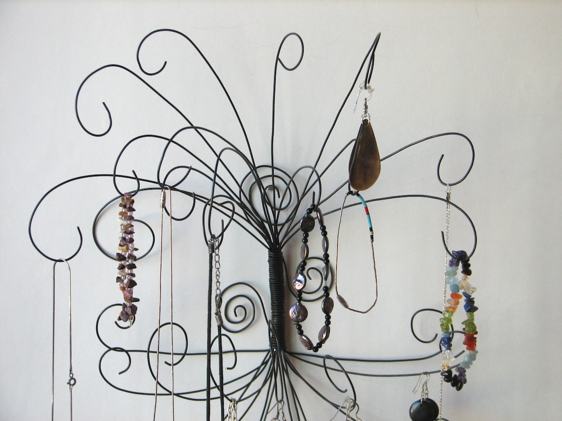 Wall Mounted Jewelry Organizer Jewelry Tree Display Wire Wall Etsy
