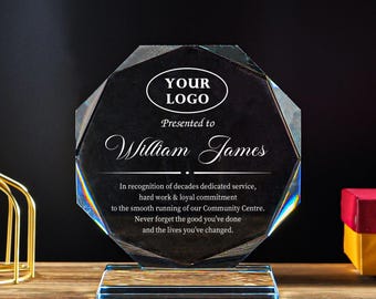 Personalized glass Trophy Award,Retirement Appreciation award plaque,Custom Company Employee plaque,Graduation Anniversary Recognition Gifts