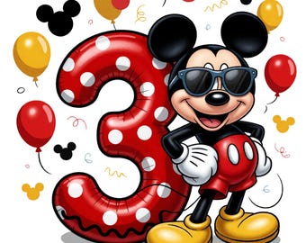 Diseño de camiseta para el tercer cumpleaños de Mickey Mouse (descarga digital)