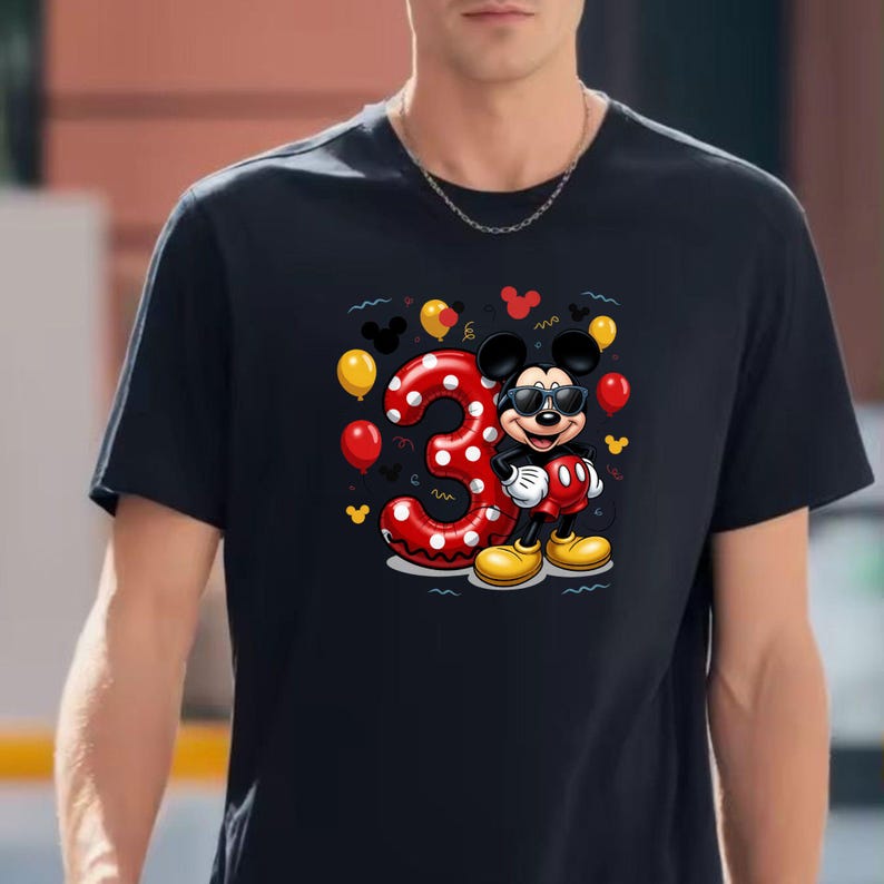 Mickey Mouse 3rd Birthday PNG, Birthday Boy Shirt Design (Digital Download) image 3