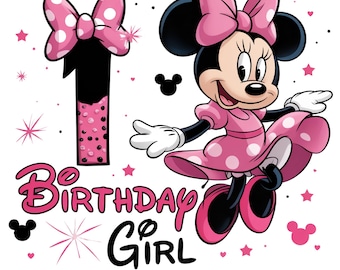 Minnie Mouse 1st Birthday PNG, Birthday Girl Family Matching Design, Digital Download.