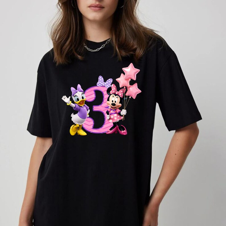 3rd Birthday Princess PNG, Minnie Mouse & Daisy Duck, Shirt Design (Digital Download) image 4