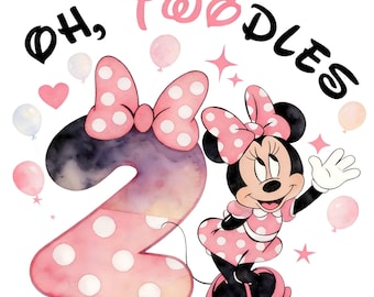 Minnie Mouse Cumpleaños PNG, Oh Twodles Two, Juego Familiar a Juego (Descarga Digital)