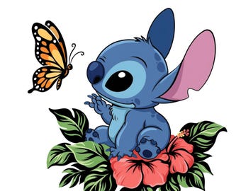 Stitch PNG, diseño de mariposa floral con puntada, compatible con Silhouette, descarga digital instantánea.